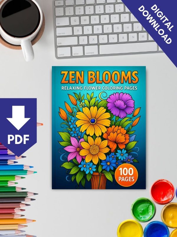 Zen Blooms – 100 Relaxing Flower Coloring Pages - Image 2