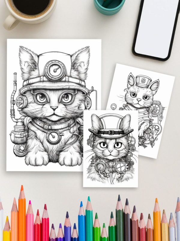 Steampunk Cats - 50 Steampunk-Themed Cat Pages - Image 4