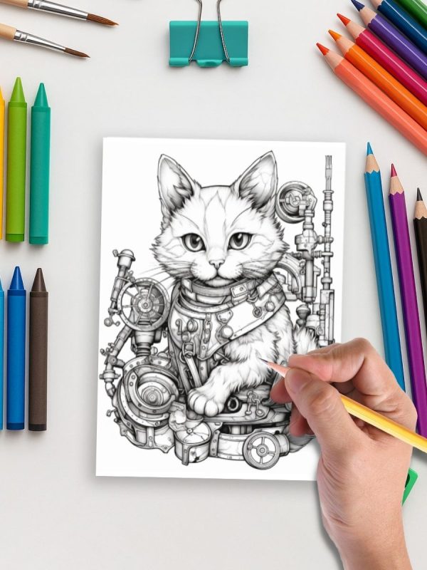 Steampunk Cats - 50 Steampunk-Themed Cat Pages - Image 5